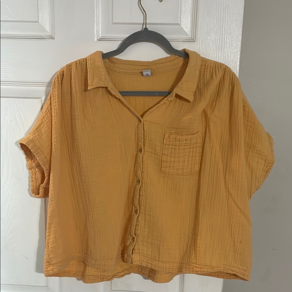 Women's Mustard Button-Up Top